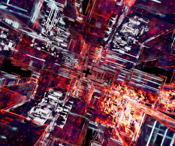 Futuristic abstract representation of focused digital energy